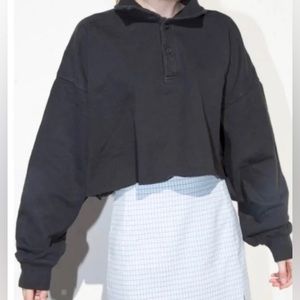 Brandy Melville Black Archer Cropped Sweatshirt